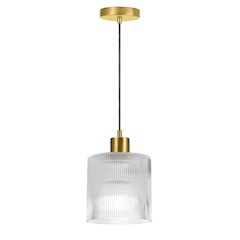 1 Light Pendant in Aged Brass w/ Fluted Glass
