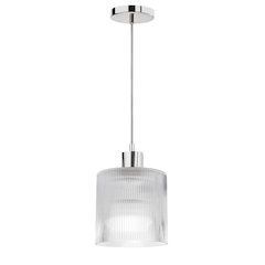 1 Light Pendant in Polished Chrome w/ Fluted Glass