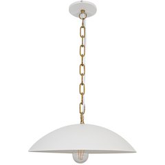 1 Light Pendant in Matte White w/ Aged Brass Chain
