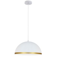 1 Light Incandescent Pendant Matte White with Gold Trim