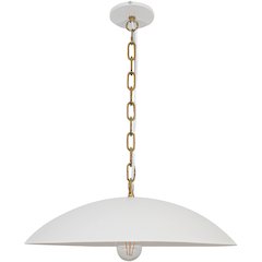 1 Light Pendant in Matte White w/ Aged Brass Chain