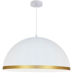 1 Light Incandescent Pendant Matte White with Gold Trim