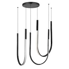 62W Horizontal Pendant Matte Black with White Silicone Diffuser