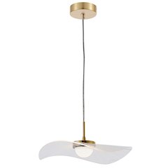 10W Pendant in Aged Brass w/ Clear and White Pinstripe Acrylic