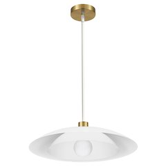 1 Light Pendant in Aged Brass w/ Matte White Metal Shade