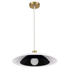 1 Light Pendant in Aged Brass w/ Matte White & Matte Black Metal Shade