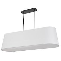 4 Light Horizontal Pendant in Matte Black w/ White Shade