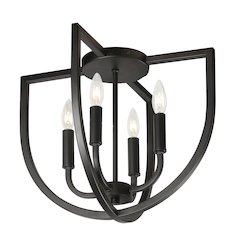 4 Light Flush Mount in Matte Black