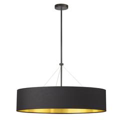 4LT Incand Chandelier, MB, BK/GLD Shade