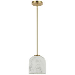 1 Light Pendant in Aged Brass w/ Alabaster Glass
