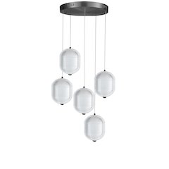 30W Multi Light Pendant in Matte Black w/ Clear Pattern Acrylic