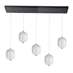 30W Horizontal Pendant in Matte Black w/ Clear Pattern Acrylic