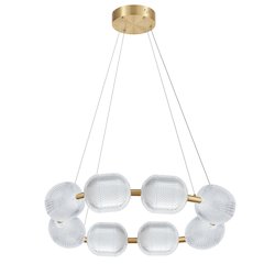56W Chandelier in Aged Brass w/ Clear Pattern Acrylic