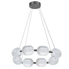 56W Chandelier in Matte Black w/ Clear Pattern Acrylic