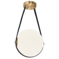 15W Pendant Aged Brass with White Opal Glass