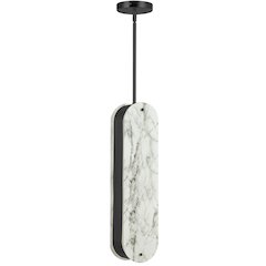 1 Light Pendant in Matte Black w/ Faux Alabaster Acrylic
