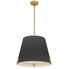 4 LT Incandescent Pendant, AGB, BK fabric shade