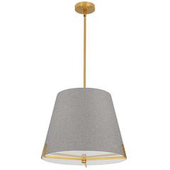 4 LT Incandescent Pendant, AGB, GRY fabric shade