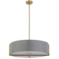 4LT Incandescent Pendant, AGB, GRY Shade