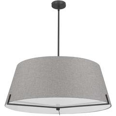 4 LT Incandescent Pendant, MB, GRY fabric shade