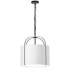 1LT Incandescent Pendant, BK, WH Shade