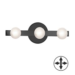 3 Light Matte Black Vanity w/ Frosted Glass