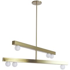 6 Light Aged Brass Chandelier w/ Frosted Glass
