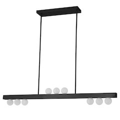 9 Light Halogen Horizontal Pendant Aged Brass with Frosted Glass