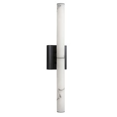 20W Matte Black Wall Sconce w/ Alabaster Diffuser