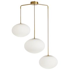 3 Light Pendant in Aged Brass w/ White Opal Glass