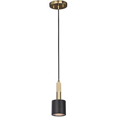 1 Light Pendant Matte Black & Aged Brass with Frosted Diffuser