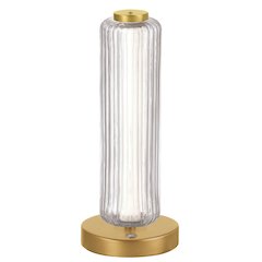 10W Aged Brass Table Lamp w/ Clear Fluted Glass