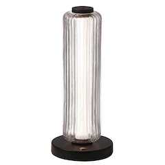 10W Matte Black Table Lamp w/ Clear Fluted Glass