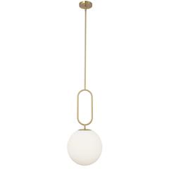 1LT Incandescent Pendant, AGB,Opal Glass