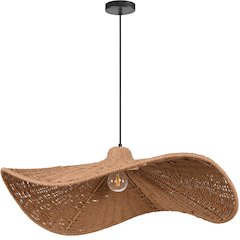 1 Light Incandescent Pendant with Wavy Wicker Shade