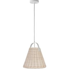 1 Light Incandescent Pendant Matte White with Wicker Shade