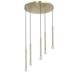 5 Light Pendant in Aged Brass