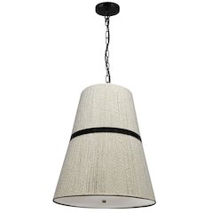3 Light Pendant in Matte Black w/ Natural String Shade