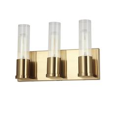 3LT Incandescent Vanity,  AGB, CLR Fluted Glass