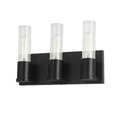 3LT Incandescent Vanity,  MB, CLR Fluted Glass