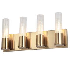 4LT Incandescent Vanity,  AGB, CLR Fluted Glass