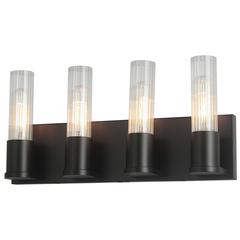 4LT Incandescent Vanity,  MB, CLR Fluted Glass