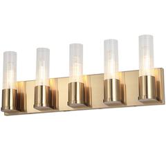 5 LT Incandescent Vanity, AGB, CLR Fluted Glass