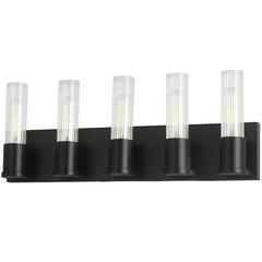 5 LT Incandescent Vanity, MB, CLR Fluted Glass