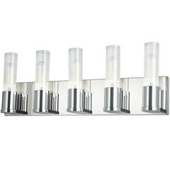 5 LT Incandescent Vanity, PC, CLR Fluted Glass