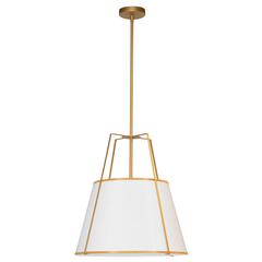 3LT Trapezoid Pendant, GLD with WH Shade