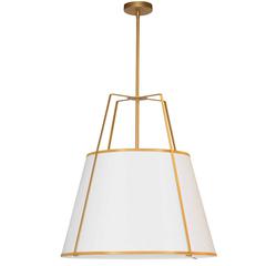 3LT Trapezoid Pendant GLD/WH Shade,790Diff