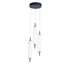 30W Matte Black Multi Light Pendant w/ White Opal Glass