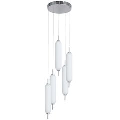 45W Polished Chrome Multi Light Pendant w/ White Opal Glass