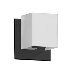 1LT Halogen Wall Sconce, MB, WH Glass